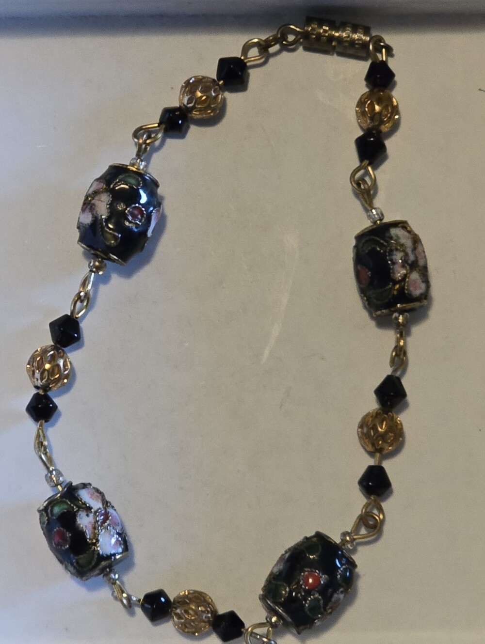 Vintage Wedding Cake Venetian Murano Black & Copper Murano Bracelet